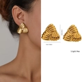 Boucles d'oreilles en acier titane doré avec texture spirale triangulaire 3D - Triangle en Spirale 3D (ZJGE0407)