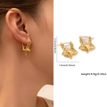 Boucles d'oreilles étoiles dorées en acier titane avec strass et dimensions - Créole Pentagramme 3D (ZJGE0534)