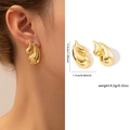 Grandes boucles d'oreilles gouttes dorées en acier titane poli au design organique - Style Poli Miroir Épuré (ZJGE0535)