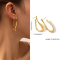 Boucles d'oreilles U en acier titane doré avec finition miroir et dimensions - Style en U Poli Miroir (ZJGE0542)
