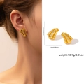 Boucles d'oreilles en acier titane doré avec texture évidée et motif ondulé, 2,2 cm - Clou Ondulé Creux (ZJGE0545)