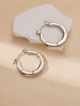 Orecchini a cerchio in argento minimalisti con design a trama di bambù in acciaio titanio - Stile Cerchio in Bambù Vintage Industriale (#0185)