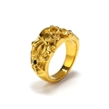 Men's punk skull ring in gold stainless steel featuring spider web patterns and black stones - US 7 / Gold Black Rhinestone