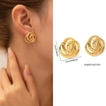 Boucles d'oreilles spirales multicouches en acier titane doré avec dimensions - Texture en Spirale Multicercle (ZJGE0555)