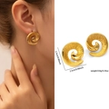 Boucles d'oreilles spirales en acier titane doré avec texture, diamètre de 2,3 cm - Spirale à Rainures Radiales (ZJGE0556)