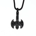 Détails du pendentif hache double viking noir mat avec gravures de nœuds celtiques - Pendentif uniquement / Pendentif Noir (Sans Chaîne)