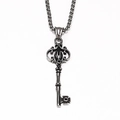 Vintage gothic crown key pendant necklace in silver stainless steel for men and women - Silver Color Pendant
