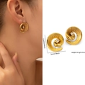 Élégantes boucles d'oreilles spirales en acier titane doré avec zircons pour femmes - Spirale d'Escargot en Strass (ZJGE0559)