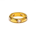 Macro detail of 18k gold plated ring with inlaid oval cubic zirconia crystals - US 6 / Gold White Zirconia