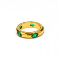 Anello in acciaio inossidabile placcato oro 18k con gemme di zircone verde di forma ovale - Oro Zircone Verde