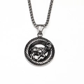 Close-up of Aries zodiac stainless steel pendant with textured details on a silver box chain - Steel Aries Pendant Only (Without Chain)