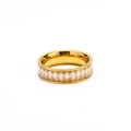 Macro detail of gold eternity ring featuring channel-set baguette-cut cubic zirconia - Gold White Rhinestone 5.5mm