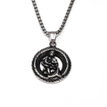 Vintage silver zodiac disk pendant necklace in stainless steel with box chain for men and women - Steel Aquarius Pendant Only (Without Chain)