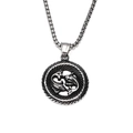Detailed close-up of hollow Pisces zodiac pendant on a sturdy box chain necklace - Steel Pisces Pendant Only (Without Chain)