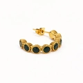 Boucles d'oreilles C chic plaquées or 18k avec six cristaux vert foncé pour femme - Or Vert Zircone