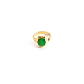 Anillo ajustable de titanio dorado con gema ovalada verde efecto ojo de gato - Simple Oval Inlay (Style 4) / Piedra Ojo de Gato Verde Hierba