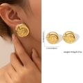 Boucles d'oreilles en acier titane doré à texture spirale au design vintage chic - Disque Texture Vortex (ZJGE0538)