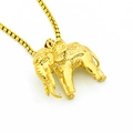 Golden elephant pendant necklace in titanium steel with intricate Thai texture on box chain - Gold Pendant Only (Without Chain)