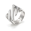 Minimalist silver geometric zigzag open ring in 18k gold plated stainless steel for women - US 6 / Steel