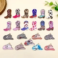 Pendentifs en alliage de style western avec bottes et chapeaux de cowboy émaillés - Lot de 21 Pendentifs Chapeau et Botte Cowboy Émail