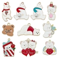 Set of 10 mixed alloy bear charms with colorful drip oil finish for DIY jewelry - Mixed Bear Pendants Set (SN1399)