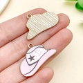 Pendentifs chapeau de cow-boy en alliage rose et blanc avec détail d'étoile noire - Chapeau de Cow-boy Imprimé Étoile Violet Clair