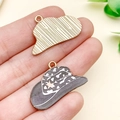 Pendentifs chapeau de cow-boy en or et motif étoile gris pour création de bijoux - Chapeau de Cow-boy Imprimé Étoile Noir