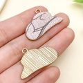 Pendentif chapeau de cowboy à pois roses en alliage avec revers doré pour bijoux DIY - Chapeau de Cow-boy Imprimé Brun Clair