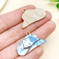 Pendentifs chapeau bleu et blanc avec bord doré pour accessoires de bijoux DIY - Chapeau de Cow-boy Imprimé Bleu