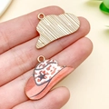 Pendentif chapeau de cowboy rose avec motif léopard pour création de bijoux DIY - Chapeau de Cow-boy Imprimé Étoile Brun