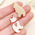 Pendentif ours polaire en métal avec bonnet et écharpe de Noël pour bijoux DIY - Ours Polaire Cadeau de Noël (23818)