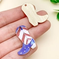 Pendentif botte de cow-boy émaillé avec motif drapeau américain pour bijoux DIY - Botte de Cowboy Imprimée Bleue
