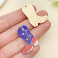 Pendentifs bottes de cow-boy en alliage avec texture dorée et motif drapeau américain - Botte de Cowboy Imprimée Bleu Foncé