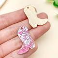 Pendentifs bottes de cowboy en émail rose à cœur et métal doré pour bijoux - Botte de Cowboy Imprimée Cœur Violet et Rose