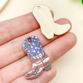 Pendentifs bottes de cowboy avec drapeau américain émaillé et dos doré - Botte de Cowboy Imprimée Rayures Mauve Clair
