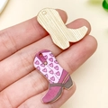 Pendentif botte de cow-boy rose et violette en alliage avec dos doré pour bijoux - Botte de Cowboy Imprimée Cœur Violet