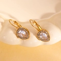 French retro water-drop earrings with 18k gold plating and sparkling pear-cut zircon - Water Drop Style / Clear
