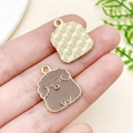 Cute brown teddy dog alloy pendant charm for DIY jewelry bracelets and keychains - Brown Coffee Drip Oil KC Gold Animal Puppy (23488)