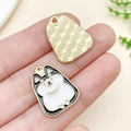 Cartoon dog alloy pendant with black and white enamel finish for DIY jewelry - Black White Drip Oil KC Gold Animal Puppy (23491)