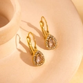 Elegant 18K gold plated teardrop earrings with white zircon accents in a vintage style - Pear Shape / Clear
