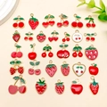 Pendentifs fruits en alliage colorés comprenant cerise et fraise pour création de bijoux - Ensemble de Série de Fruits