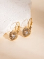 French vintage style 18K gold plated heart earrings with sparkling zircon stones - Heart Style / Clear
