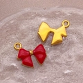 DIY-Schmuckanhänger mit rotem Emaille-Schmetterling und mattgoldener Schleife für Ketten - 12X13x3mm / Rot