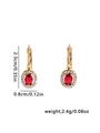 French vintage 18K gold plated titanium earrings with oval red zircon halo gems - Oval Design / Red