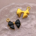 DIY-Schleifenanhänger in Gold und schwarzer Emaille für die Schmuckherstellung - 12X13x3mm / Schwarz