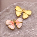 Schmetterling Anhänger aus Edelstahl in Gold und Rosa Emaille für DIY Schmuckherstellung - 16X26x3mm / Orange