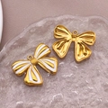 Goldener Schmetterling-Anhänger mit weißem Emaille für DIY-Schmuckherstellung - 20X25x3mm / Weiß