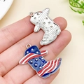 Silver and American flag enamel cowboy boot alloy charms for DIY jewelry making - White K Blue Enamel Independence Day Boots