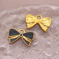Schmetterling-Anhänger aus Gold und Emaille für DIY-Ketten und handgefertigten Schmuck - 12X19x2mm / Schwarz