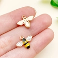 DIY bee charms in gold-tone metal and colorful enamel for jewelry making - Yellow Enamel Bee (11860) / 12x14mm